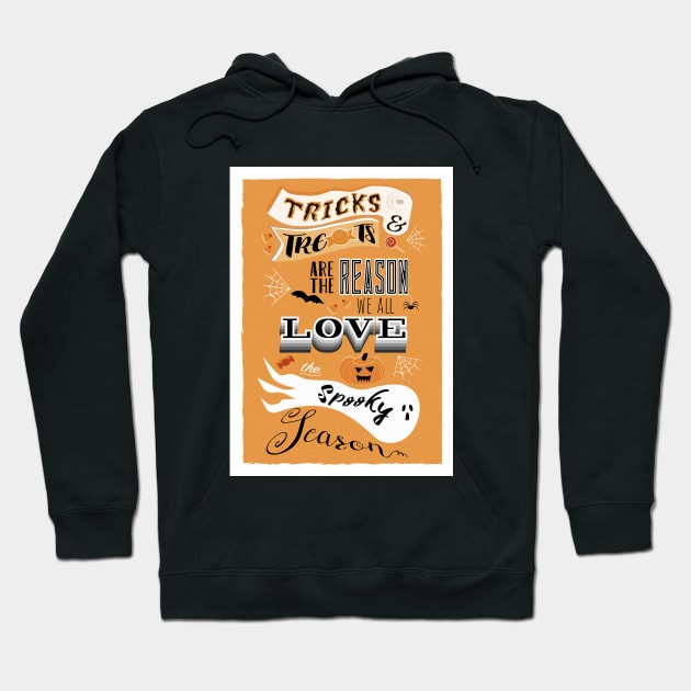 Tricks and Treats Spooky Season Poster Orange Hoodie by so_celia